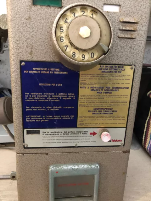 Telefono Pubblico A Gettoni U+I Anni 70 Cabina Sip Funzionante Vintage
