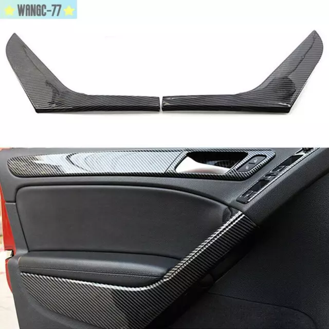 Fit For VW Golf MK6 2009-2013 Pair Carbon Fiber Interior Door Armrest Cover Trim