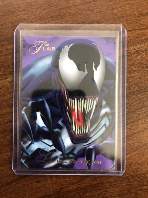1994 Marvel Fleer Flair Trading Card # 100 Lethal Protector Venom~