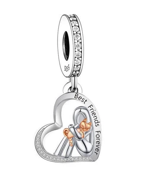 thumbnail image 2 of Mother & Daughter Sterling Silver Heart Charm – 925 Hallmarked, Gift For Mum 2 of 6