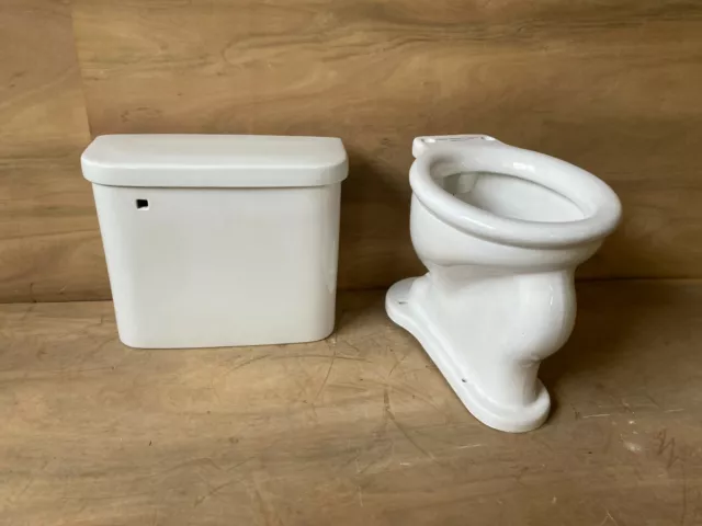 Vtg Mid Century White Porcelain Toilet Tank Lid Bowl Old Deco Standard  192-22E