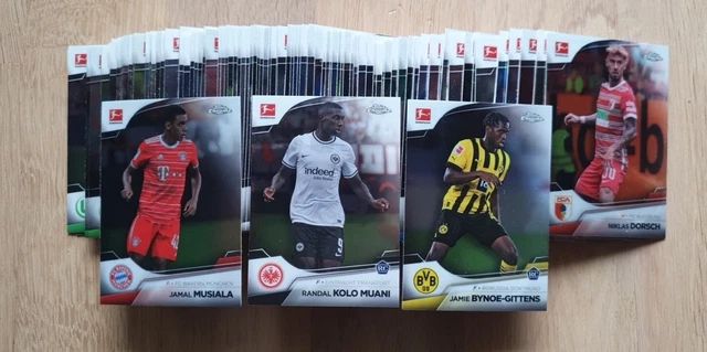 Topps Bundesliga cromato 2022-23 set completo tutte le 100 carte base - Muani, Gittens...
