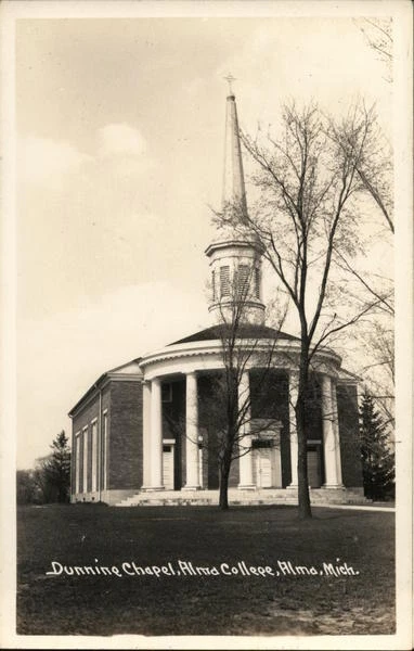 RPPC Alma College-Dunning Chapel,MI Gratiot County Michigan EKC Postcard Vintage