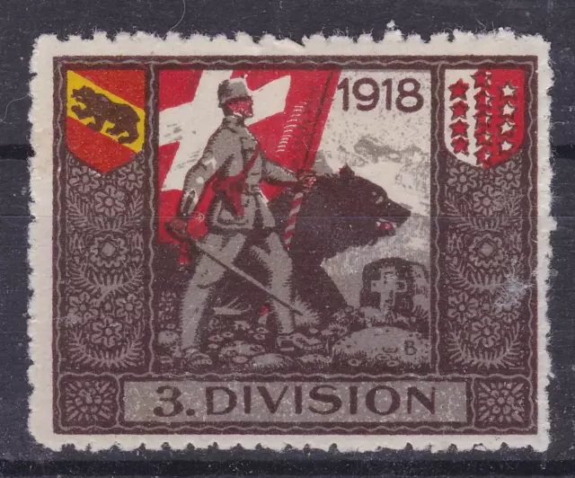 Schweiz. Soldatenmarken.1918. 3. Division, Falzrest