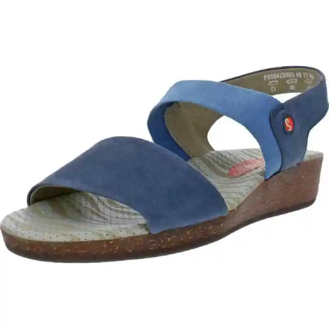 Softinos Women Slingback Wedge Heel Sandals Alp Size US 8 EU 39 Blue Leather