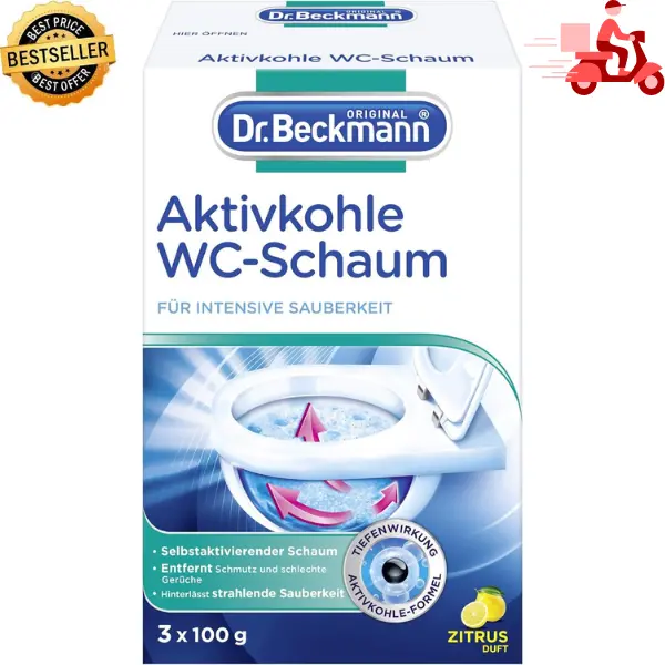 Dr. Beckmann Aktivkohle WC-Schaum Reiniger Intensive Sauberkeit Toilette 3x100 g