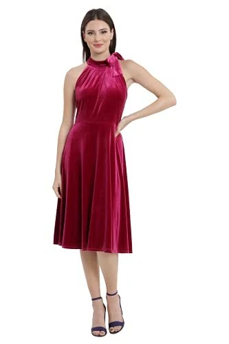 Maggy London Women's Draped Neck Tie Fit & Flare D - Choose SZ/color