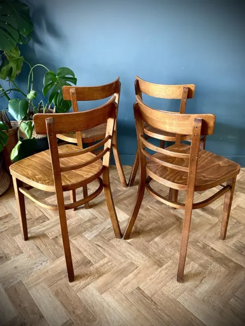 4 XJ&J Kohn Style Bentwood Dining Chairs Antique Vintage Thonet Cafe 1970 1960