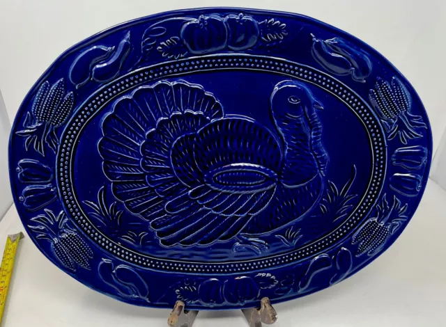 Vintage (1970s) large, oval, Cobalt Blue turkey serving platter
