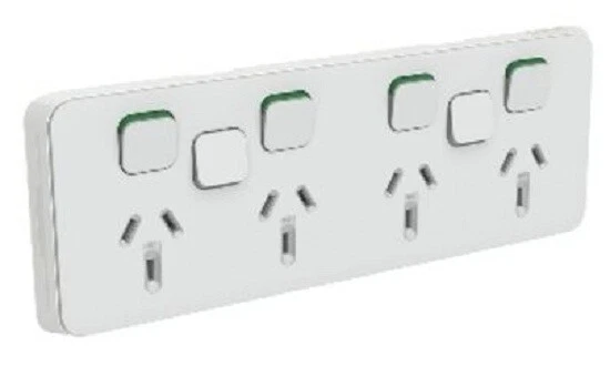 CLIPSAL ICONIC SOCKET OUTLET SKIN 4-Gang W/ Extra Switch, Horizontal ...