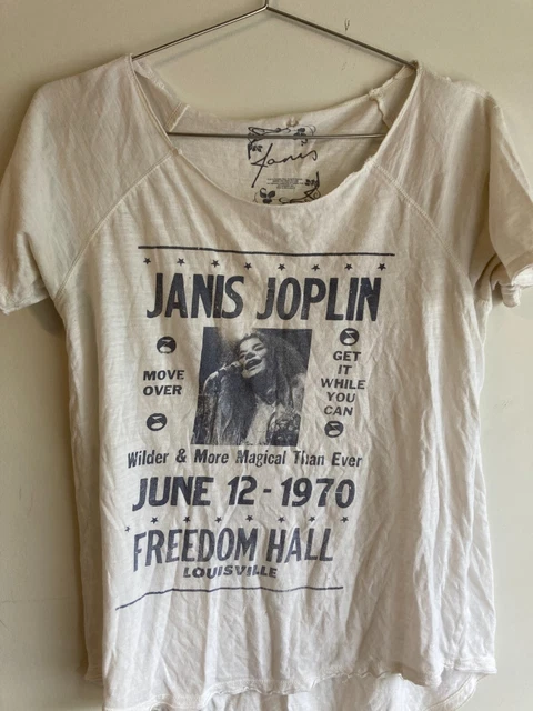 Janis Joplin American Tour Tee Women S White Lucky Brand Short Sleeve TShirt Janis Joplin American Tour Tee Women S White Lucky Brand Short Sleeve TShirt