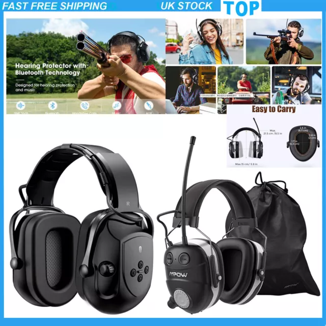 Mpow Wireless Bluetooth Headphones Ear Defenders Hearing Protection Muffs 3.5mm