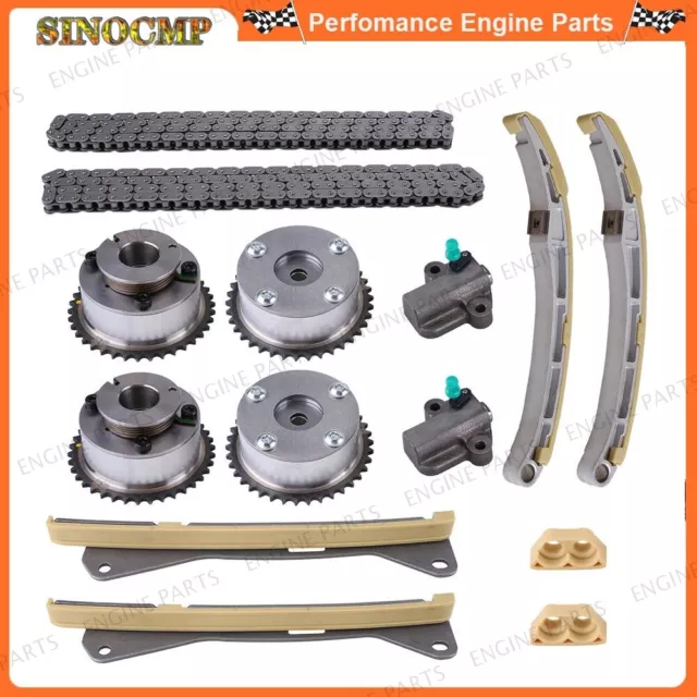 Timing Chain Kit w/ Cam Gear VVT Adjuster for Hyundai Kia Sorento 3.3 3.8L 15-21