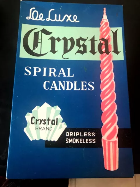 VINTAGE 1960's DE LUXE CRYSTAL SPIRAL 6 COLOURED CANDLES MADE IN JAPAN WITH BOX