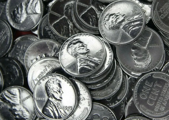 1943 P D S Wheat Lincoln Head 3 Penny Set Comes In Flip 3 Cent Collection AU/BU
