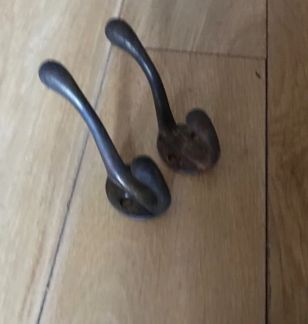 2x Vintage Coat Hook Victorian Original Reclaimed D7