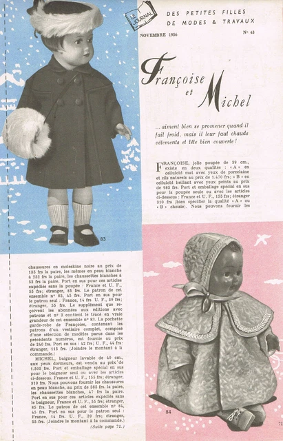 Page De Patron Poupée Françoise - Modes Et Travaux Juin 1972 - 2 Modèles - Occasion