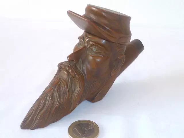 BEAU FOURNEAU DE PIPE XIXème MILITAIRE EN BOIS SCULPTÉ