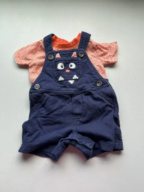baby boy clothes Size 3 Months Carters Short Sleeve T Shirt & Overalls Shorts