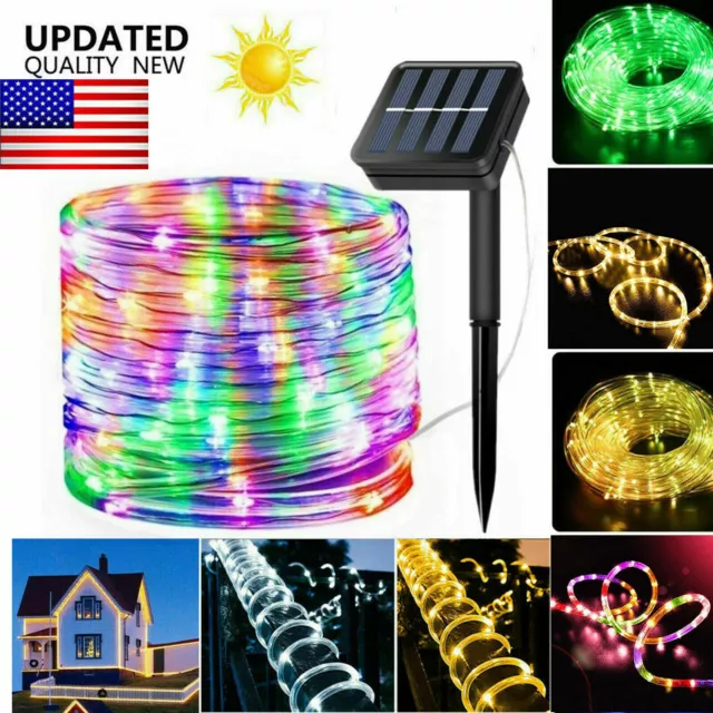 Solar Rope Tube Lights Waterproof String Light Outdoor Garden Lamp 39FT 100 LED