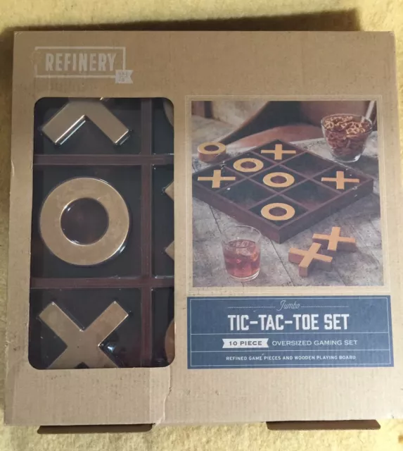 NEW IN BOX TIC TAC TOE SET 10 Piece Solid Wood Classic Board Game Brown ...