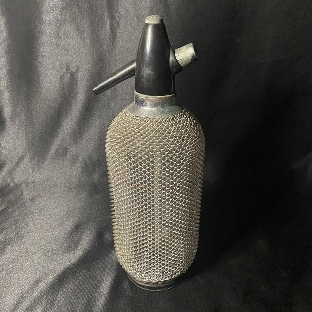 Vintage Soda Syphon Silver Colour Mesh Vintage Glass Bar Decor