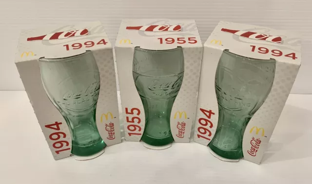 COCA COLA McDonalds Glasses 1955 1994 X2 100 YEARS OF COKE