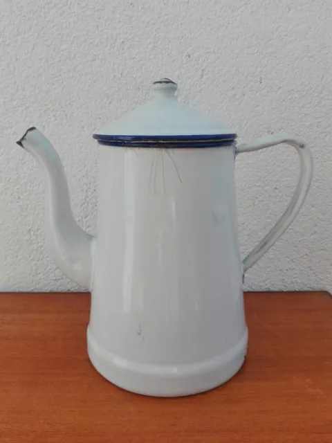 Cafetera Tetera Porcelana Esmaltada Vintage Antigua Francesa