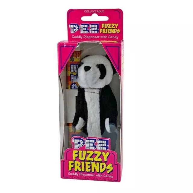 Collectible PEZ Fuzzy Friends Cuddly Panda Dispenser w/ Candy