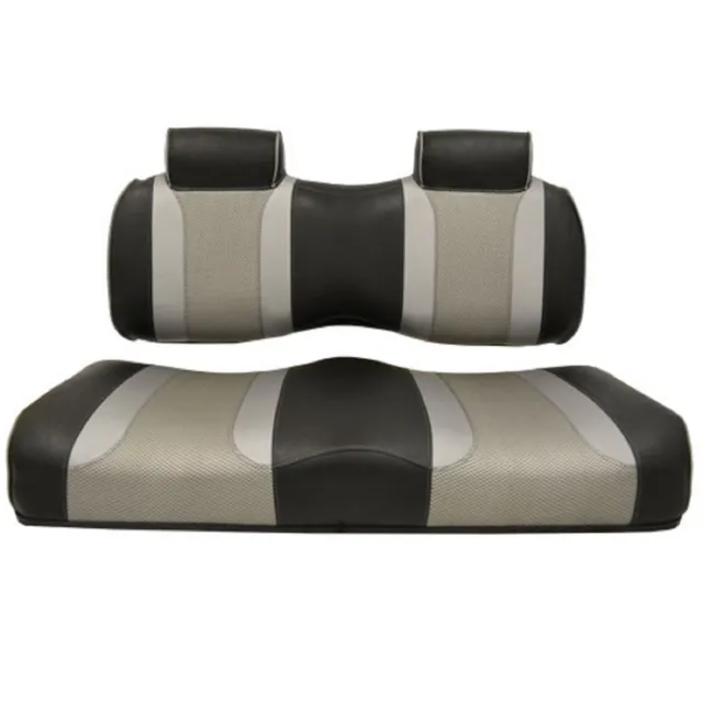 EZGO Golf Cart TXT RXV | Madjax Tsunami Seat Cushions Black Silver Silver