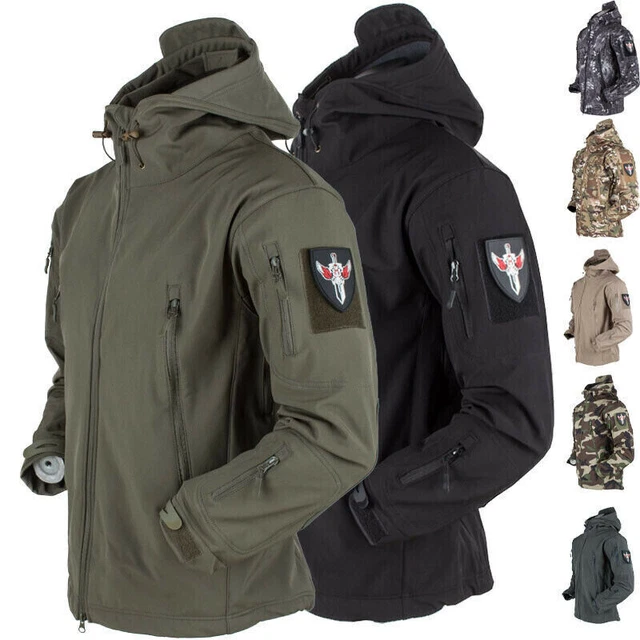 Mens Military Jacket Winter Warm Waterproof Hooded Combat Outdoor Tactical Coat