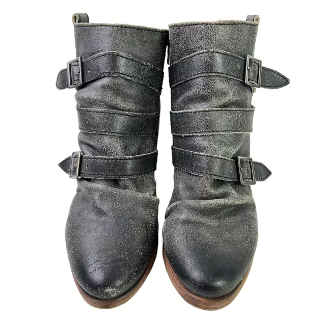 Kelsi Dagger KDB Brooklyn Womens Leather Moto Rustic Booties Ankle Boots sz 8.5 3