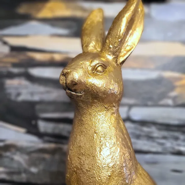 JUMBO Hase Figur gold 42 cm Ostern Dekoration Sitzt  Osterdeko Osterhase Deko