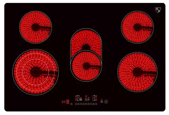 K&H® 5 Zonen Glaskeramikkochfeld 77cm Elektro Autark NC-8608