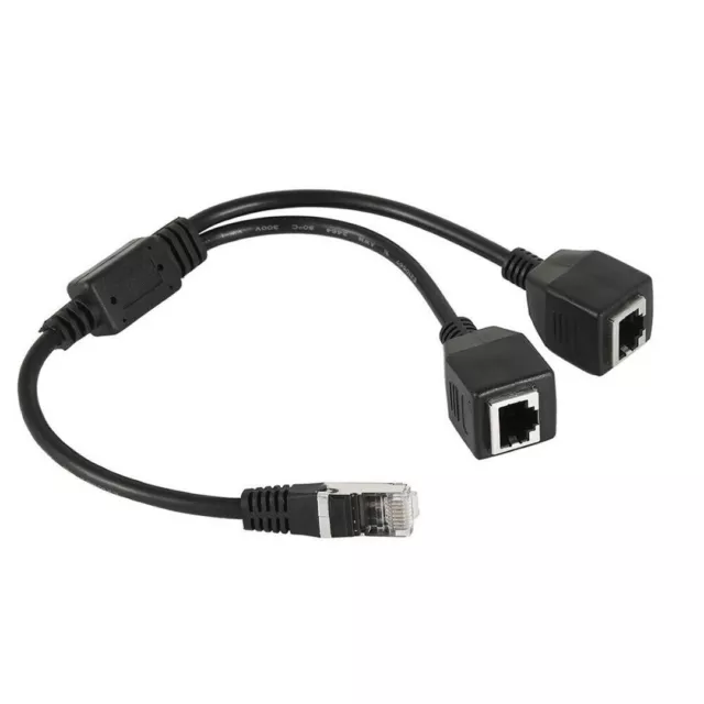 RJ45 Y Verteiler Adapter Splitter Netzwerk LAN Ethernet Kabel 1 bis 2 Dual Ports