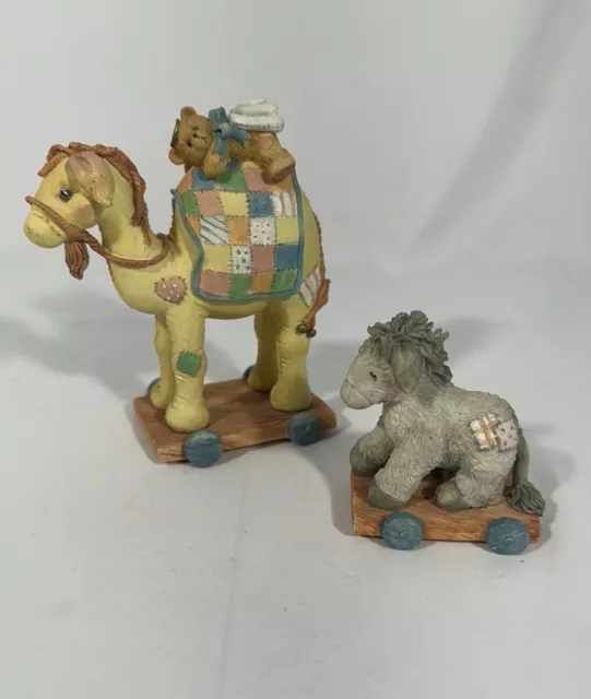 Cherished Teddies Pull Toy - Camel #904309 And Donkey #912867 - 1993 No Boxes