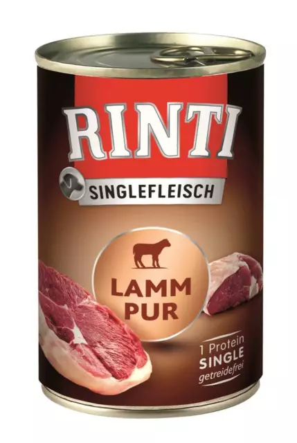 Rinti Singlefleisch Lamm Pur 12x 400 g Nassfutter Feuchtnahrung Hundefutter