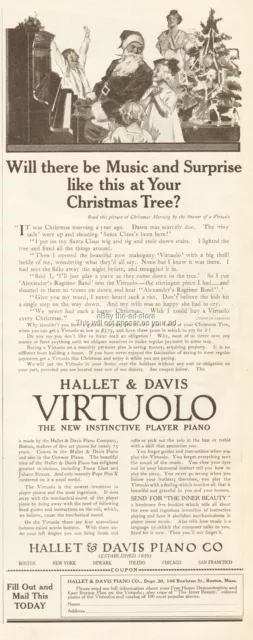 1912 Hallet Davis Virtuolo Santa Claus Playing Player Piano Christmas Music Ad