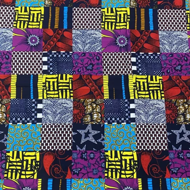 African Ankara Fabric Print Wax 6 Yards 100% Cotton  Dress/Skirt/Craft New !!