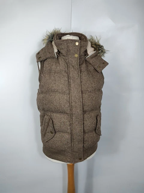 FAT FACE WOMENS Beige Hooded Down Feather Gilet Body Warmer Size UK 14 28.99 PicClick UK