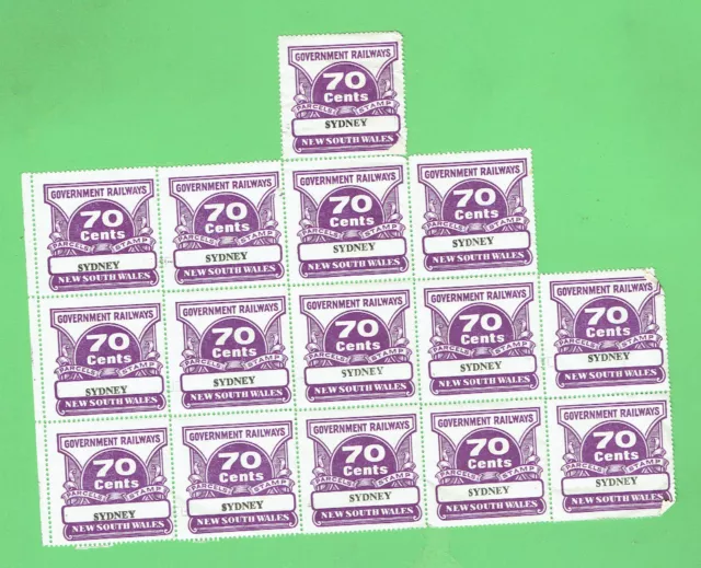 #D313. Partial Sheet Unused  Nsw Railway Parcel Stamps - 70 Cents, Sydney