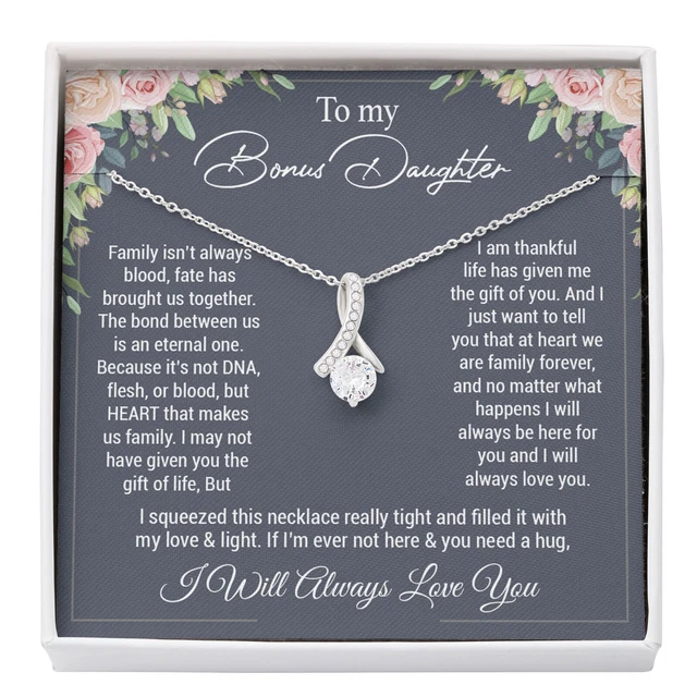 To My Bonus Daughter Necklace, Gift For Daughter, Birthday Graduation Christmas