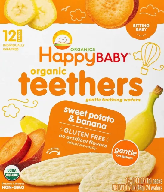 HappyFamily Organics Stage 1 Baby Food Banana Sweet Potato Pack48g Free Shipping