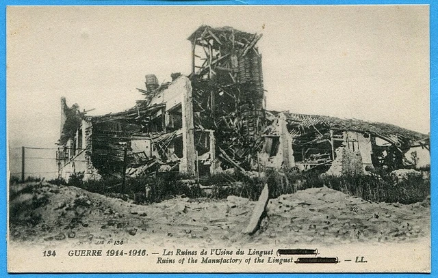 CPA : Guerre 1914-1916 - Les Ruines de l'Usine du Linguet (près Reims)