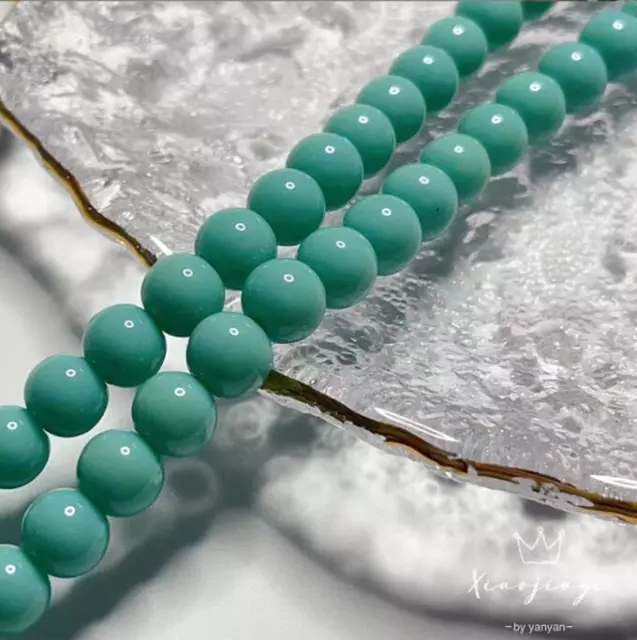 8mm Glass Porcelain Jade Solid Color Light Beads Bracelet