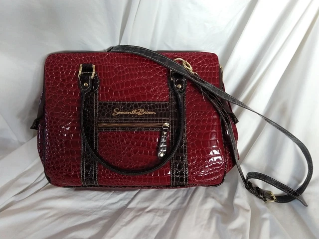Samantha Brown Croco Embossed Laptop Travel Tote Bag With Strap New