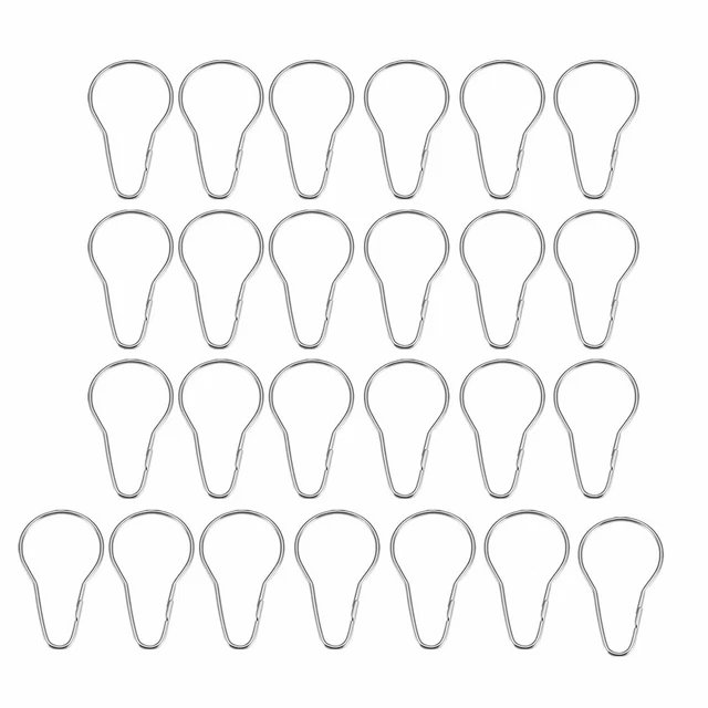 Shower Curtain Ring Hooks Metal for Bathroom Shower Rods Curtains Liners 25pcs