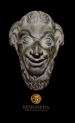 Roman Bronze Satyr Mask .Remoneda Reproduccion.