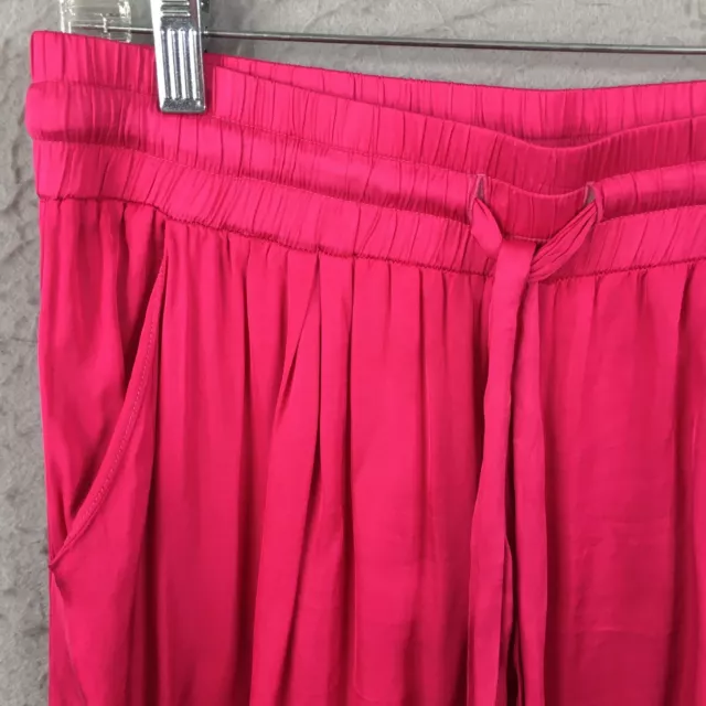 Nation LTD Los Angeles Pants Womens Large Pink Barbiecore Wide Leg Flowy Shiney 2