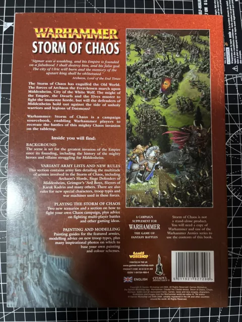 Warhammer Armies Storm Of Chaos Army Book Codex Games Workshop OOP Fantasy WFB 2